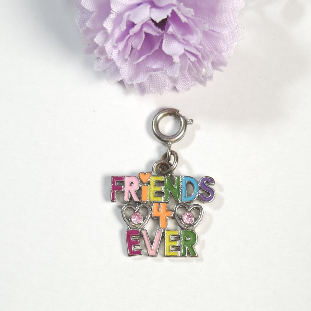 Vintage Rainbow Colors Friends 4 Ever Crystal Pendant Charm Jewelry Making - Picture 5 of 8